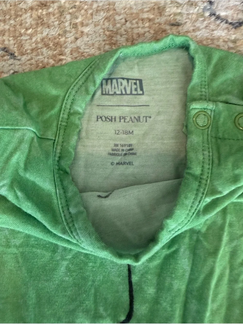 3 Posh peanut Marvel Superhero Bodysuits- Spider-Man, hulk, captain America 12mo